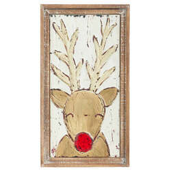 Item 282471 Reindeer Embossed Metal Framed Wall Art