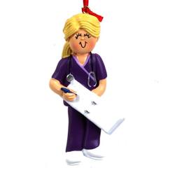 Item 289321 Female Nurse In Scrubs With Blonde Hair Ornament