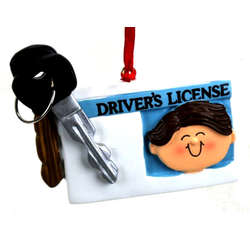 Item 289334 Male With Brown Hair License Ornament