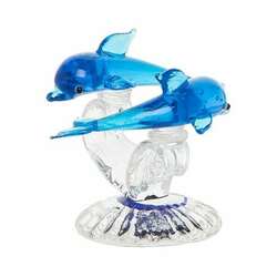 Item 294341 Mini Dual Dolphins Glass Art