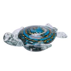 Item 294441 Blue Brown Swirl Glass Turtle