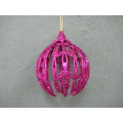 Item 302138 Fuchsia Glittered Branching Ball Ornament