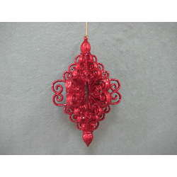 Item 302151 Red Glittered Curly Finial Ornament