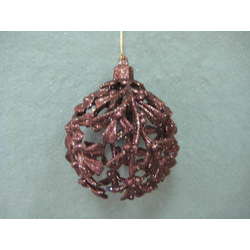 Item 302163 Brown Glittered Holly Ball Ornament