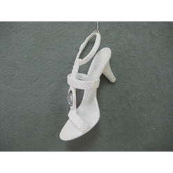 Item 302296 Iridescent White High Heel Shoe With Clear Jewel Ornament