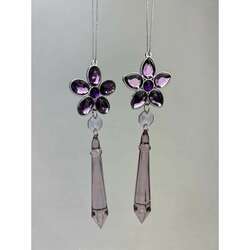 Item 302356 thumbnail Pink/Purple Flower Jewel With Drop Ornament