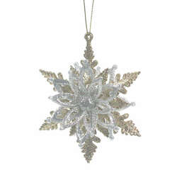 Thumbnail Champagne Gold/Silver Snowflake Ornament