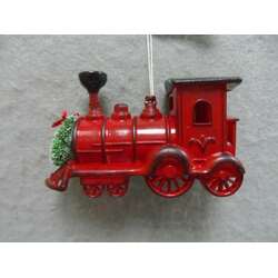 Item 303067 Red Train With Wreath Ornament