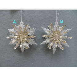 Item 303082 Champagne Silver/Champagne Gold Snowflake Ornament