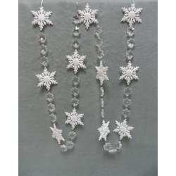 Item 303106 5 Foot White/Sparkle Silver Star Cluster Garland