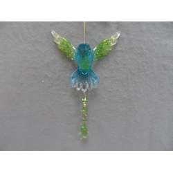 Item 303167 Green/Blue Hummingbird With Drop Ornament