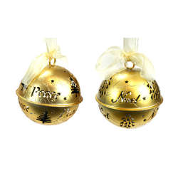 Item 312024 Gold Peace/Noel Jingle Bell Ornament