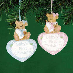 Item 312056 Baby's First Christmas Bear On Heart Ornament
