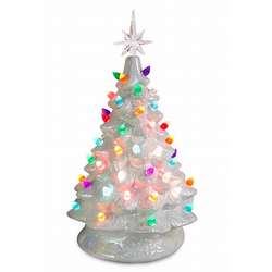 Thumbnail White Pearlized Tree With Multicolor Bulbs
