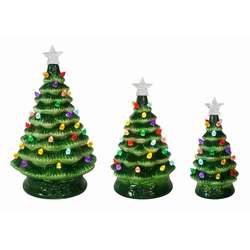 Item 322075 Trio Set Green Ceramic Christmas Trees 