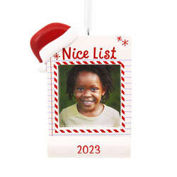 Item 333577 Photo Holder Santa Nice List Dated 2023 Ornament