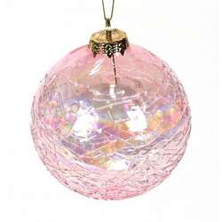 Item 351008 Pink Lace Threaded Ball Ornament