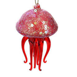 Item 351038 Red Jellyfish With Sequins Ornament