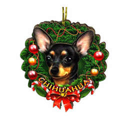 Item 398032 Black/Tan Chihuahua Wreath Ornament