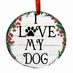 Thumbnail I Love My Dog Wreath Ornament