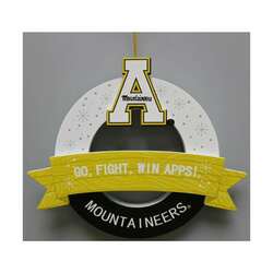 Item 416543 App State Wreath With Banner Ornament