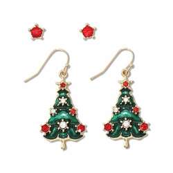 Thumbnail Tree And Red Crystal Earrings