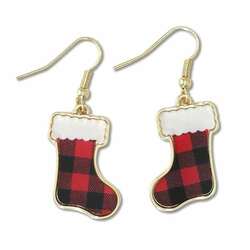 Item 418665 Red Plaid Stocking Earrings