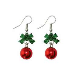 Thumbnail Green/Red Bow Ornament Earrings