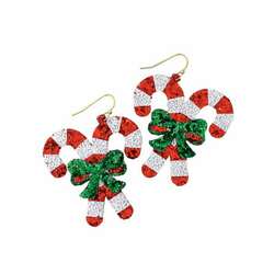 Thumbnail Glitter Candy Canes With Bows Earrings