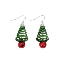 Thumbnail Green Tree Red Jingle Earrings