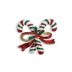 Thumbnail Candy Canes With Red Bow Pin