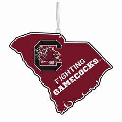 Item 421400 University of South Carolina Gamecocks State Shaped Ornament
