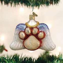 Thumbnail Beloved Pet Paw Print With Angel Wings Ornament