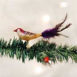 Thumbnail Mini Lovebird With Feathery Tail Clip-On Ornament