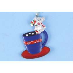 Item 436859 Christmas Mouse On Cup of Hot Chocolate With Candy Cane/Saucer Ornament