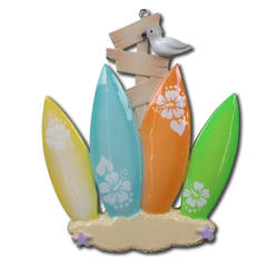 Item 459014 Surfboard Family of 4 Ornament