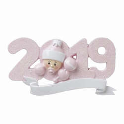 Item 459048 Pink Baby's First Christmas 2019 Ornament