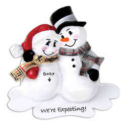 Thumbnail We're Expecting Snowman Couple Ornament