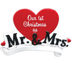 Thumbnail Mr. and Mrs. Heart Banner Ornament