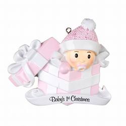 Thumbnail Baby's First Christmas Girl In Present Ornament