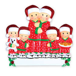 Thumbnail Pajama Family of 6 Ornament