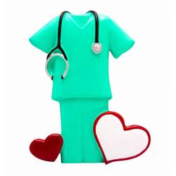 Item 459389 Green Scrubs With Heart Ornament