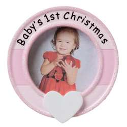 Item 459519 Girl Baby's First Round Photo Frame Ornament