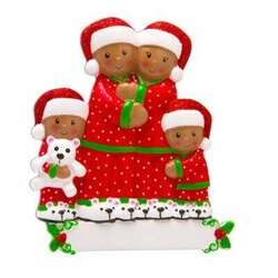 Thumbnail African American Pajama Family Of 4 Ornament