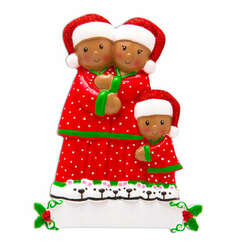 Thumbnail African American Pajama Family Of 3 Ornament