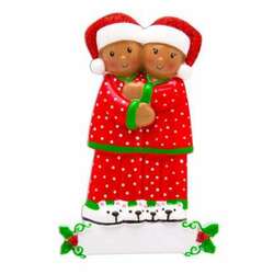 Thumbnail African American Pajama Family Of 2 Ornament