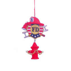 Item 483134 Firefighter Hat/Emblem With Hydrant Ornament