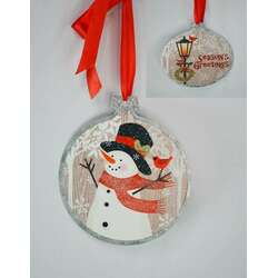 Item 484054 Snowman/Cardinal Disc Ornament