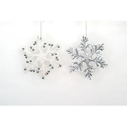 Item 495350 Plastic White/Silver Snowflake Ornament