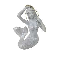 Item 516011 White Glitter Mermaid Ornament